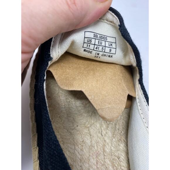 Soludos Women's Size 11 Smoking Slippers Slip On Espadrille Loafers Black New - Picture 8 of 8